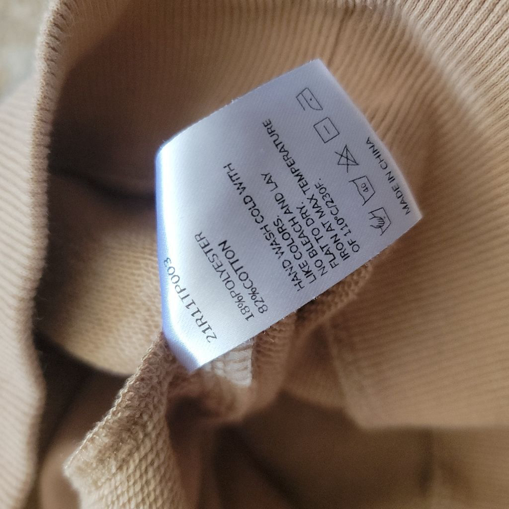 Nap Women's Boxy Oversized Turtleneck Sweatshirt Light Brown Pockets Small - Picture 6 of 9